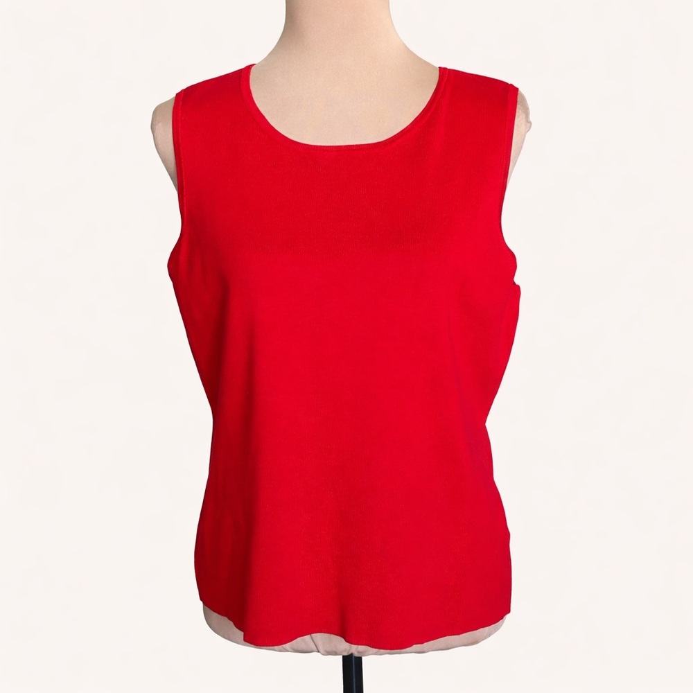 Liz Claiborne Red Silk Blend Sweater Set Cardigan Tank Size L - Picture 5 of 11